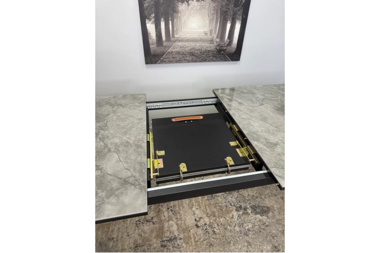 Стол KENNER KR1400 черный/керамика мрамор серый глянец-9