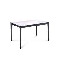 Стол KENNER KR1200 черный/керамика мрамор белый глянец