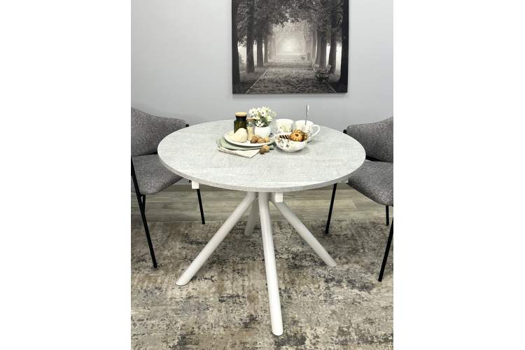 Стол KENNER AR1000 белый/мрамор светло-серый-1