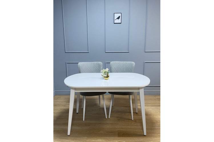 Стол KENNER 1300 М белый/стекло белое глянец-1