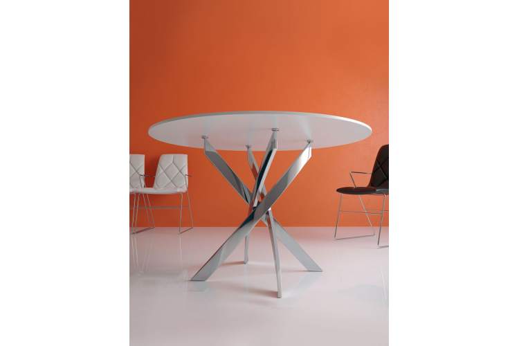 Стол KENNER R1000 хром/стекло белое глянец-1