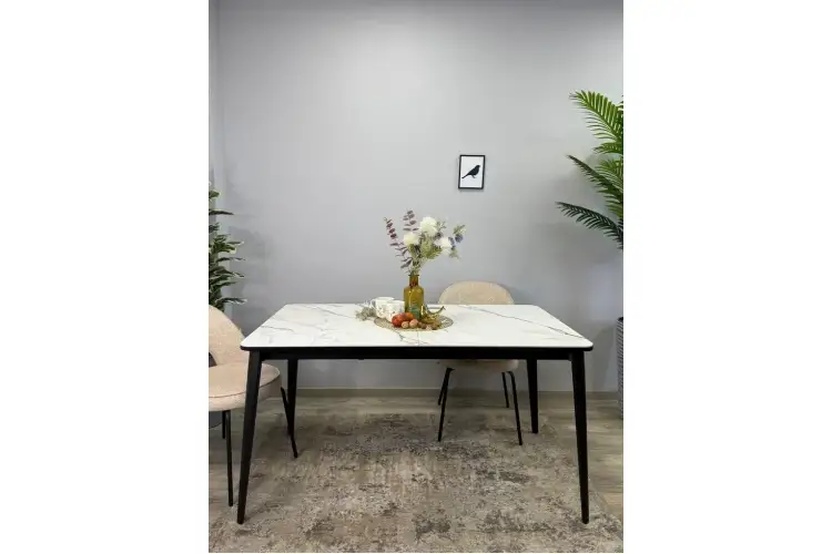 Стол KENNER KS1400 черный/керамика мрамор золотой-1