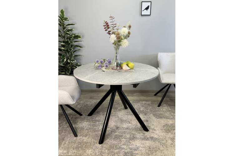 Стол KENNER AR1000 черный/мрамор светло-серый-1