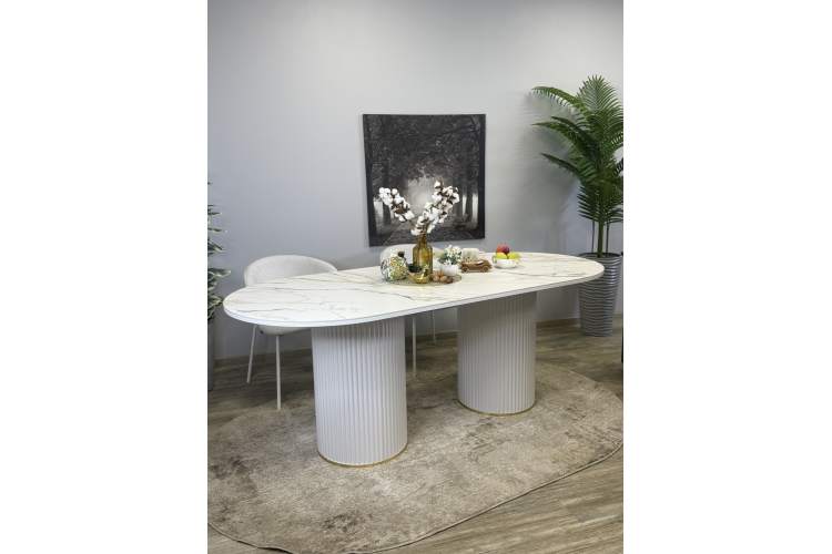 Стол KENNER LD2000 белый/керамика мрамор золотой-1