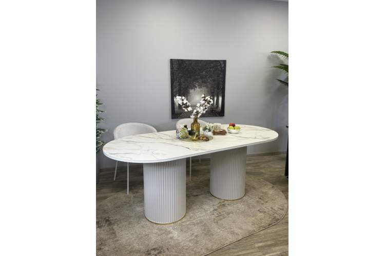 Стол KENNER LD2000 белый/керамика мрамор золотой-2