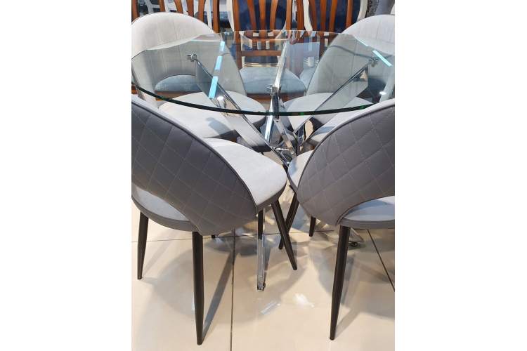 Стол KENNER R1000 хром/стекло прозрачное-3