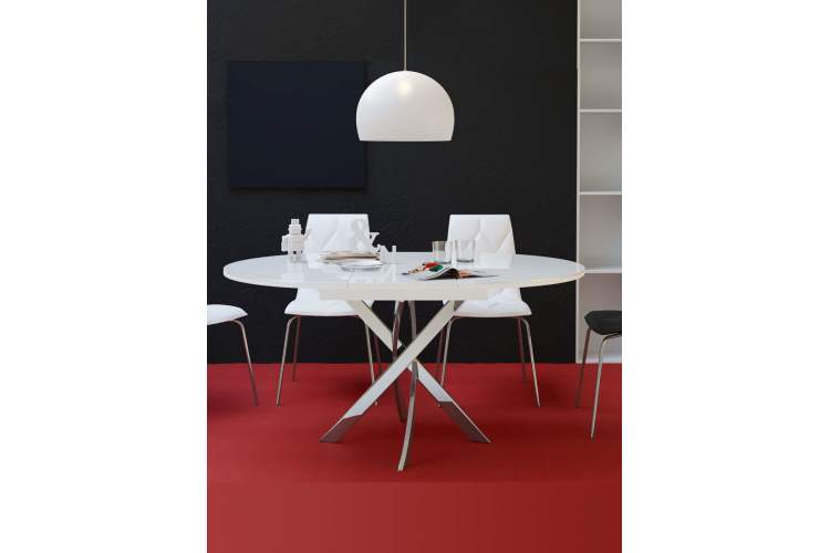 Стол KENNER R1100 хром/стекло белое глянец-1