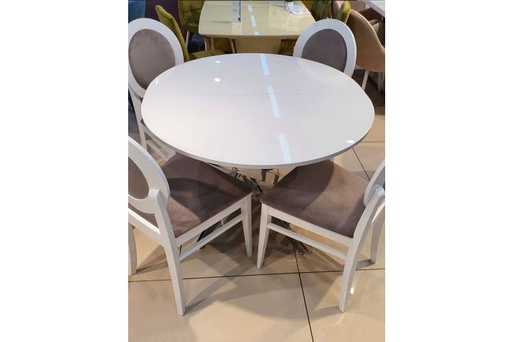 Стол KENNER R1100 хром/стекло белое глянец-2