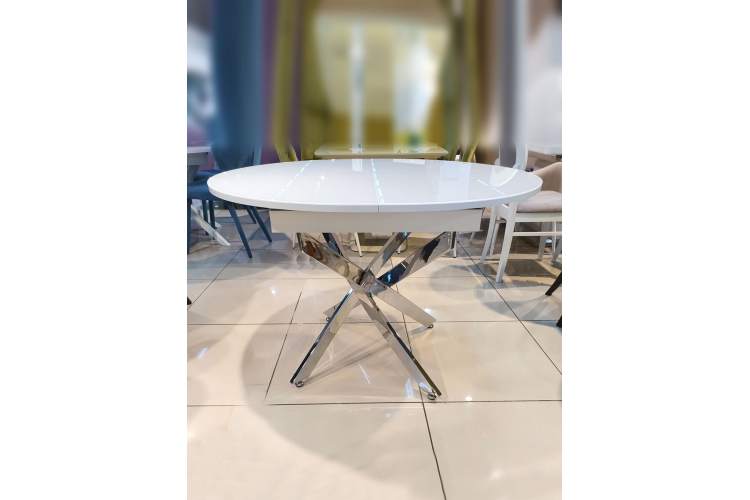 Стол KENNER R1100 хром/стекло белое глянец-3