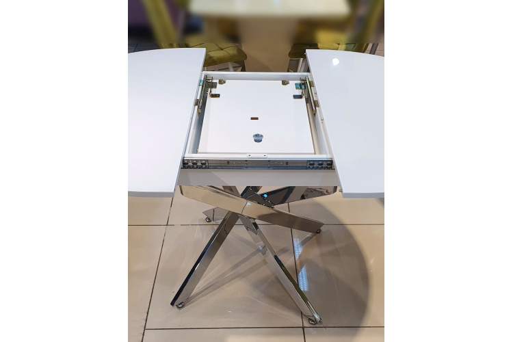 Стол KENNER R1100 хром/стекло белое глянец-6