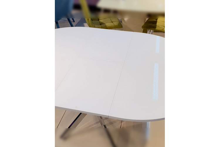 Стол KENNER R1100 хром/стекло белое глянец-10