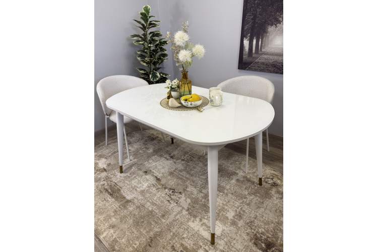 Стол KENNER 1300K белый/стекло белое глянец-1