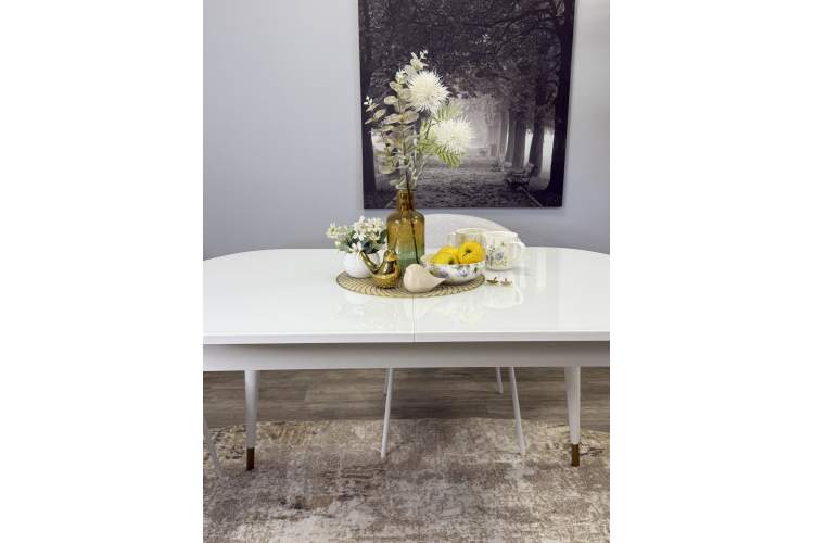 Стол KENNER 1300K белый/стекло белое глянец-3