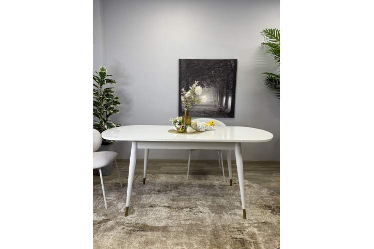 Стол KENNER 1300K белый/стекло белое глянец-13