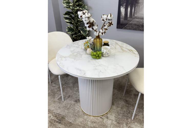 Стол Kenner LD900, белый/керамика мрамор белый глянец-2