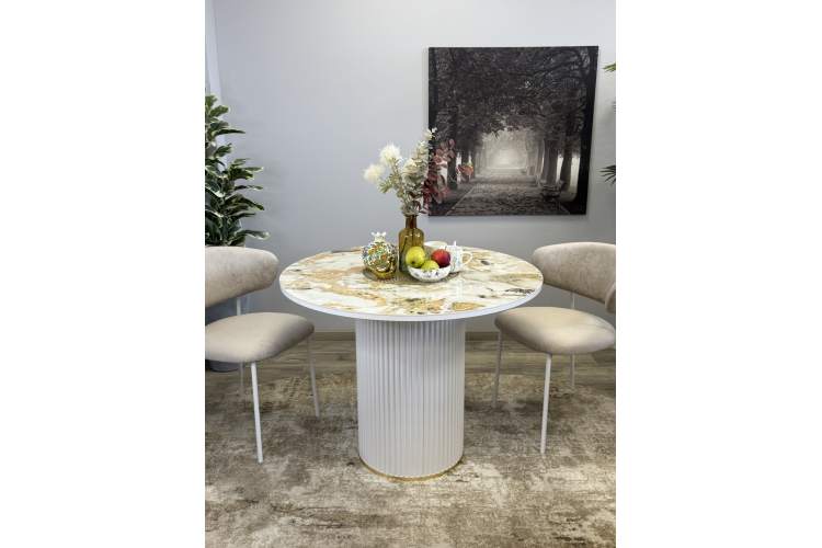 Стол KENNER LD1000 белый/керамика мрамор золотой глянец-1