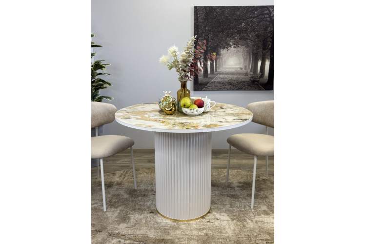 Стол KENNER LD1000 белый/керамика мрамор золотой глянец-2