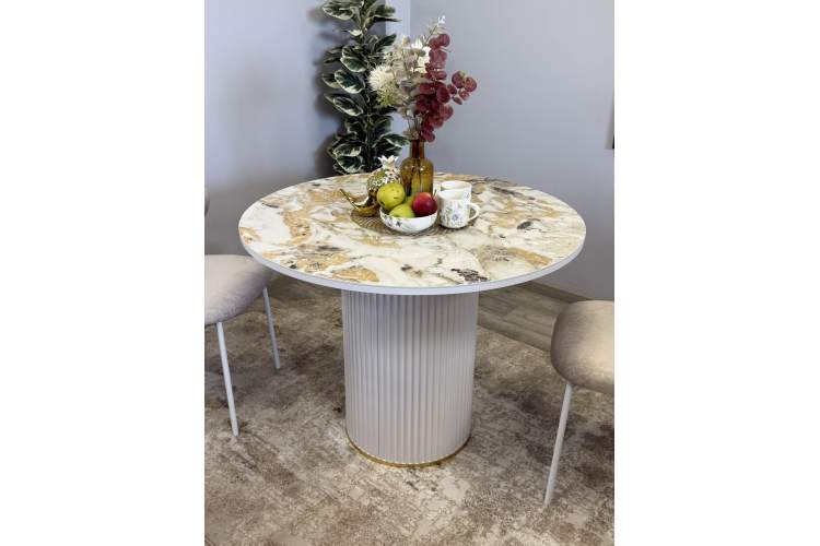 Стол KENNER LD1000 белый/керамика мрамор золотой глянец-4