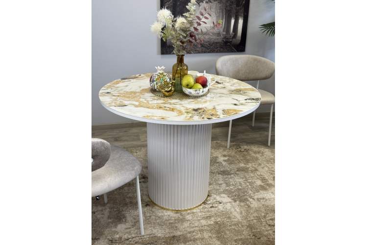 Стол KENNER LD1000 белый/керамика мрамор золотой глянец-6