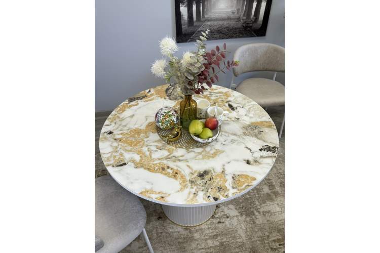 Стол KENNER LD1000 белый/керамика мрамор золотой глянец-8