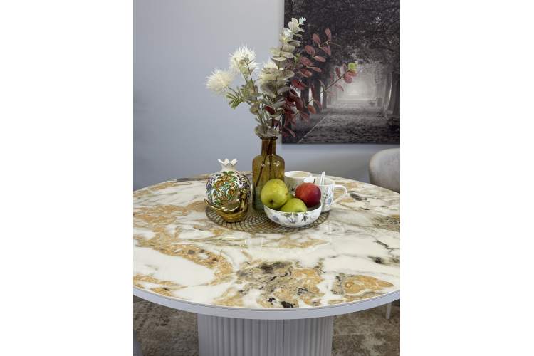 Стол KENNER LD1000 белый/керамика мрамор золотой глянец-9