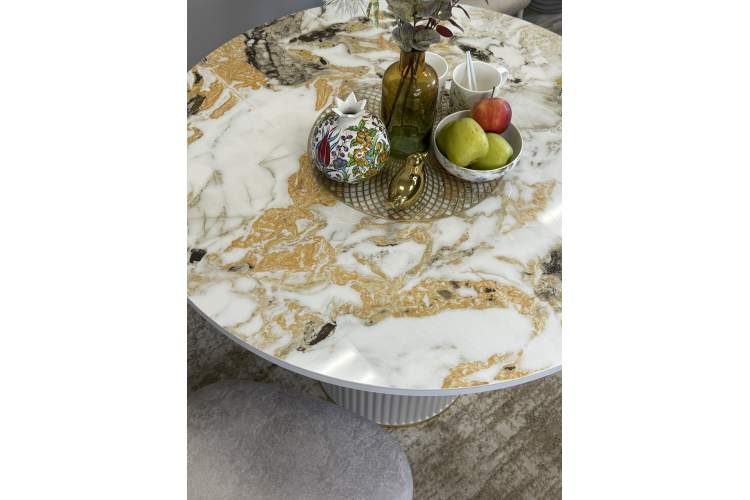 Стол KENNER LD1000 белый/керамика мрамор золотой глянец-10