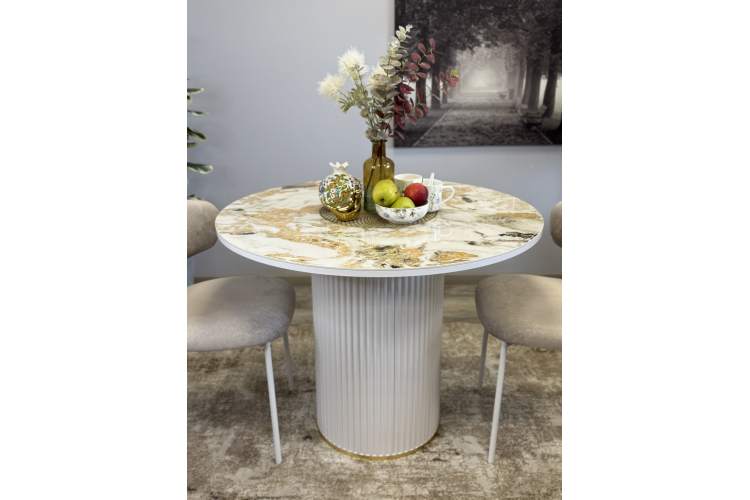 Стол KENNER LD1000 белый/керамика мрамор золотой глянец-16