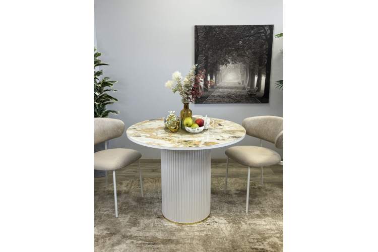 Стол KENNER LD1000 белый/керамика мрамор золотой глянец-23