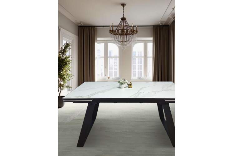 Стол KENNER ML1400 черный/керамика мрамор белый-1