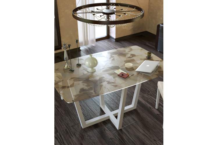 Стол KENNER X1400 венге/стекло триплекс листья-1