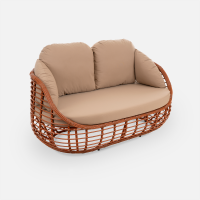 Диван Lotus 2ps Искусственный ротанг Jamaica Cappucino RAL 8023