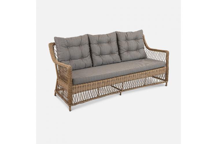 Диван Impero 3ps Искусственный ротанг Calista 2 Американский орех RAL 8011