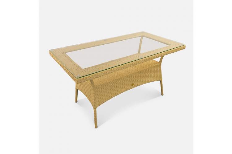 Стол Kipr 1400х820 СТ Искусственный ротанг  RAL 1014