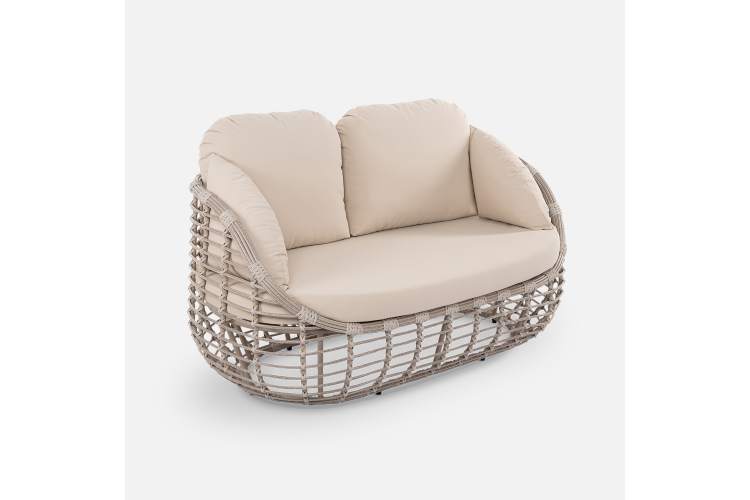 Диван Lotus 2ps Искусственный ротанг Jamaica beige RAL 1019