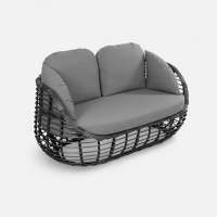 Диван Lotus 2ps Искусственный ротанг Jamaica grey RAL 9005