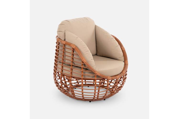 Кресло Lotus Искусственный ротанг Jamaica Cappucino RAL 8023