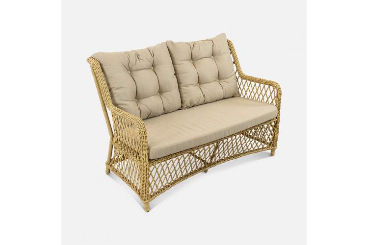 Диван Titulo 2 ps Искусственный ротанг SUN membrane сappucino RAL 1014