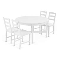 Стол круглый раздвижной ИКЕА из массива сосны, цвет белый