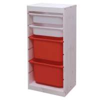 Стеллаж вертикальный 440х300х910 ТРУФАСТ БЕЛЫЙ сосна,контейнеры:белый (2С)/оранж.(2Б)