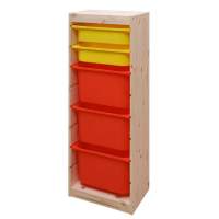 Стеллаж средний верт. 440х300х1160 ТРУФАСТ б/п сосна,контейнеры:оранжевый(3Б)/желтый(2С) 