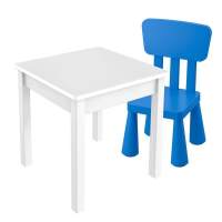 Детский комплект, стол 50х50 белый + стул (1), синий Детский комплект, стол 50х50 белый + стул (1), синий