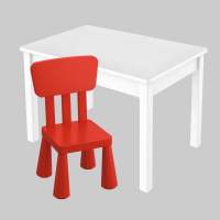 Детский комплект, стол 77х55 белый/белый + стул (1), красный Детский комплект, стол 77х55 белый/белый + стул (1), красный