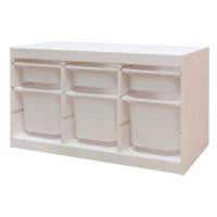 Стеллаж тройной 930х440х520 ТРУФАСТ БЕЛЫЙ сосна,контейнеры: белый (3С)/белый (3Б) 