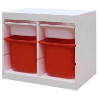 Стеллаж двойной 630х440х520 ТРУФАСТ БЕЛЫЙ сосна,контейнеры:белый(2С)/красный (2Б) 
