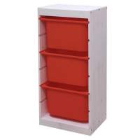 Стеллаж вертикальный 440х300х910 ТРУФАСТ БЕЛЫЙсосна,контейнеры:оранжевый(3Б) 