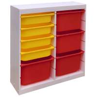 Стеллаж вертикальный двойной870х300х910 ТРУФАСТ БЕЛЫЙсосна,контейнеры:красн(4Б)/желтый(4С)