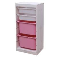 Стеллаж вертикальный 440х300х910 ТРУФАСТ БЕЛЫЙ сосна,контейнеры:белый (2С)/розовый(2Б)