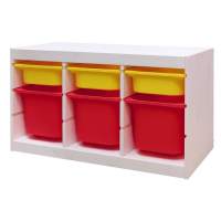 Стеллаж тройной 930х440х520 ТРУФАСТ БЕЛЫЙ сосна,контейнеры:желтый (3С)/красный (3Б) 