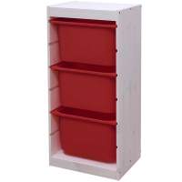 Стеллаж вертикальный 440х300х910 ТРУФАСТ БЕЛЫЙ сосна,контейнеры:красный (3Б) 