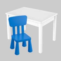 Детский комплект, стол 77х55 белый/белый + стул (1), синий Детский комплект, стол 77х55 белый/белый + стул (1), синий